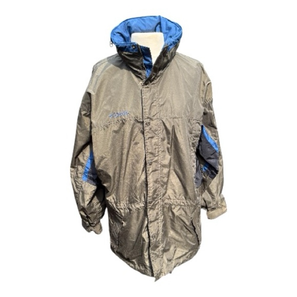 Columbia Vintage Long’s Peak Men's Blue and Gray Windbreaker Jacket with Hood